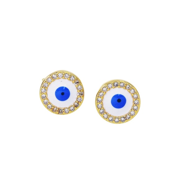 Eye See You Evil Eye Sparkle Studs CZ gold filled - Picture 3 of 3